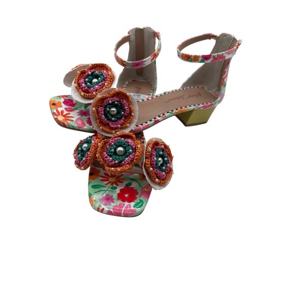 Betsey Johnson Size 9.5 Floral Embellished Fashon Ankle Strap Sandals - Picture 4 of 8